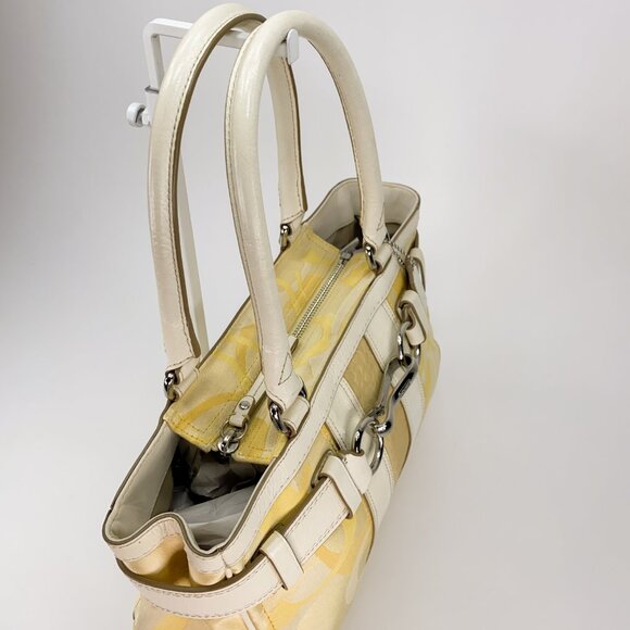 COACH Hampton Signature Stripe Spring Canvas Yellow Shoulder Bag - L0885-F13337 - Picture 10 of 16